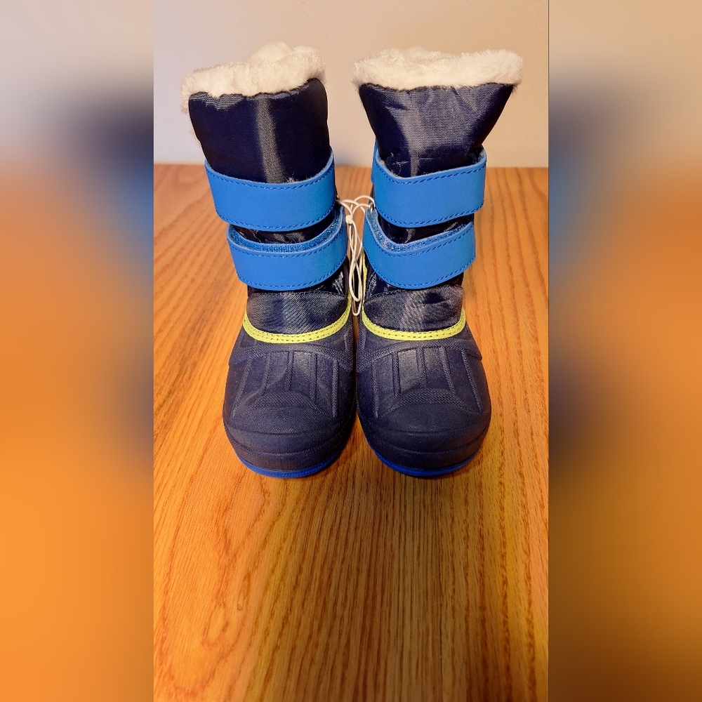 Blue and Yellow Winter Boots with Faux Fur Lining